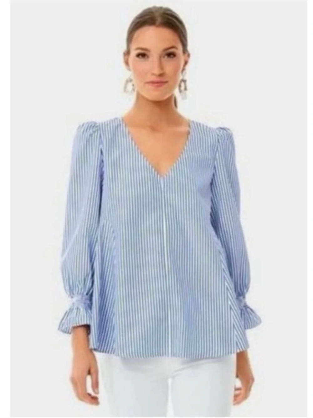 Tuckernuck Blue Stripe Easton Blouse Medium